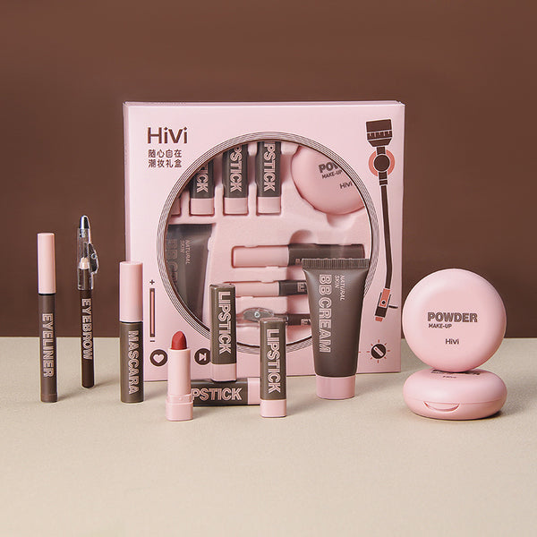 Vinyl record makeup set with lipstick and powder compact view 6