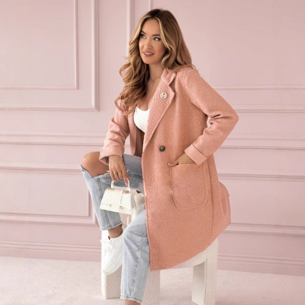 Long fleece jacket with pockets for women, image 9