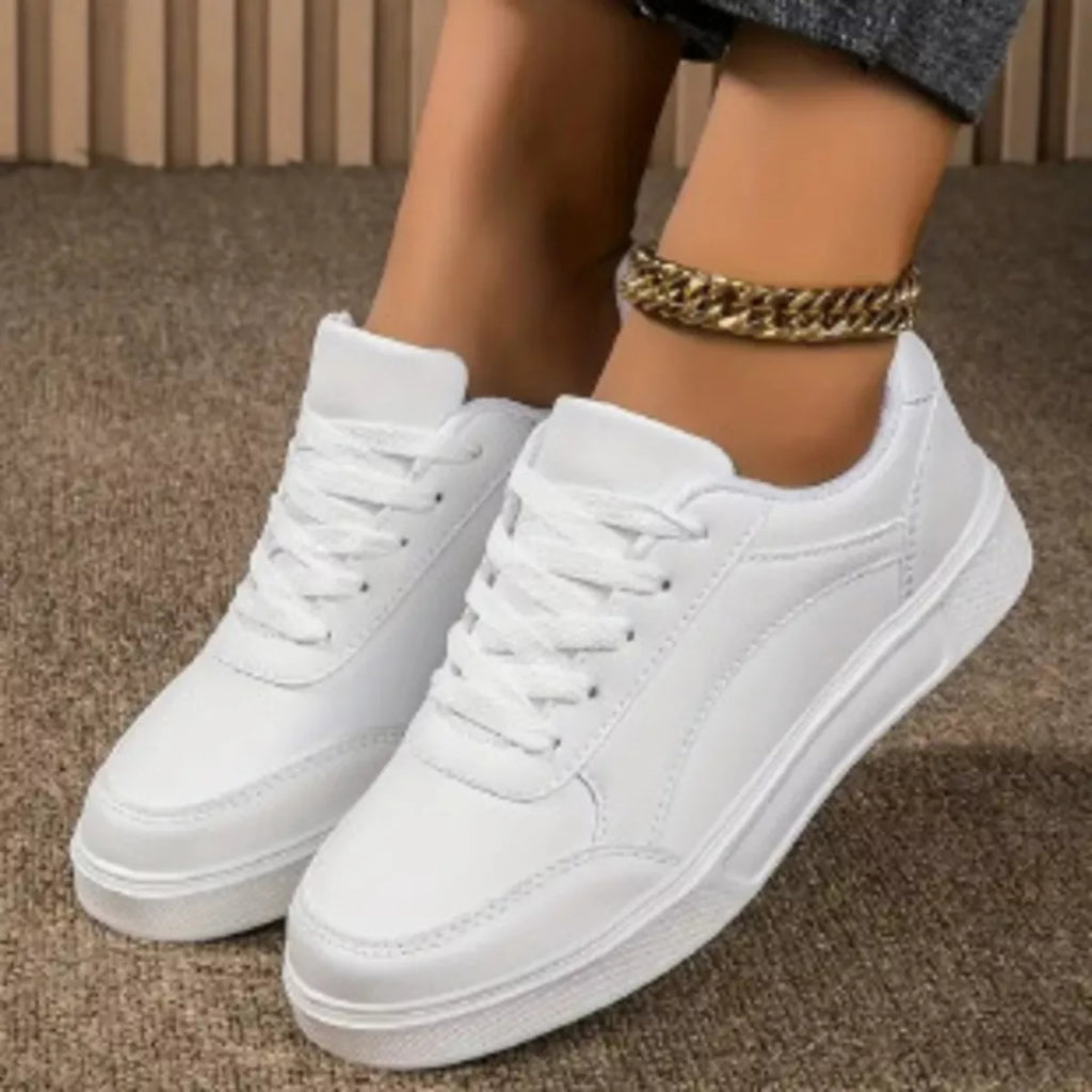 Round toe lace up sneakers in gold and white — additional view 3