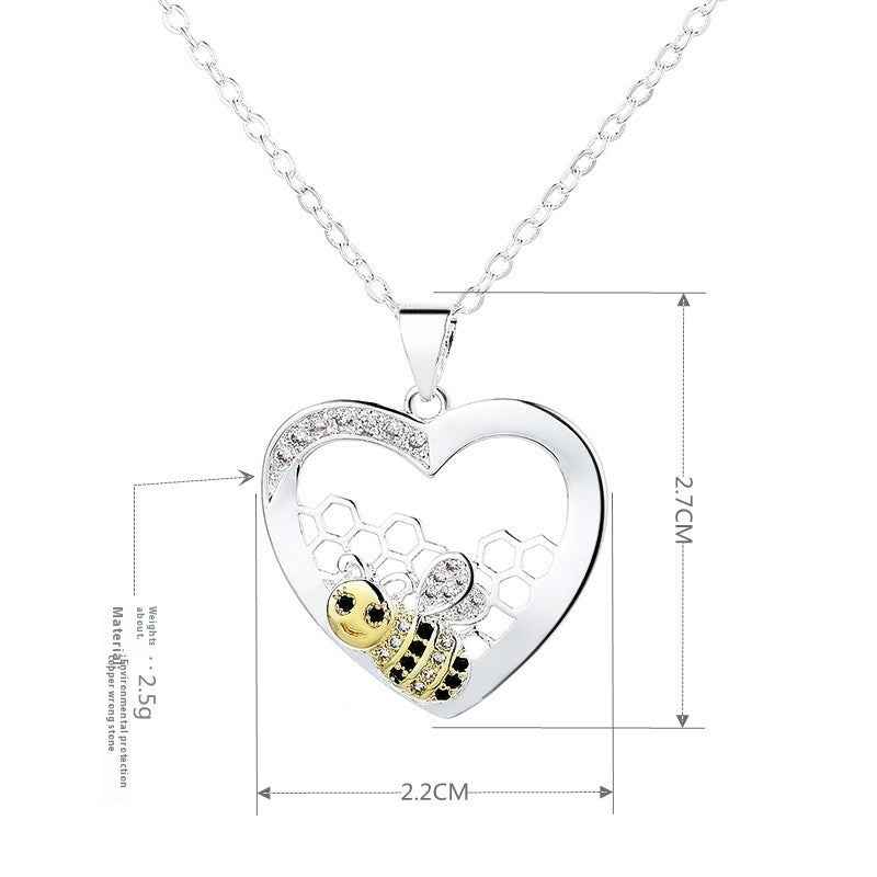 Sunflower and bee heart necklace — additional view 4