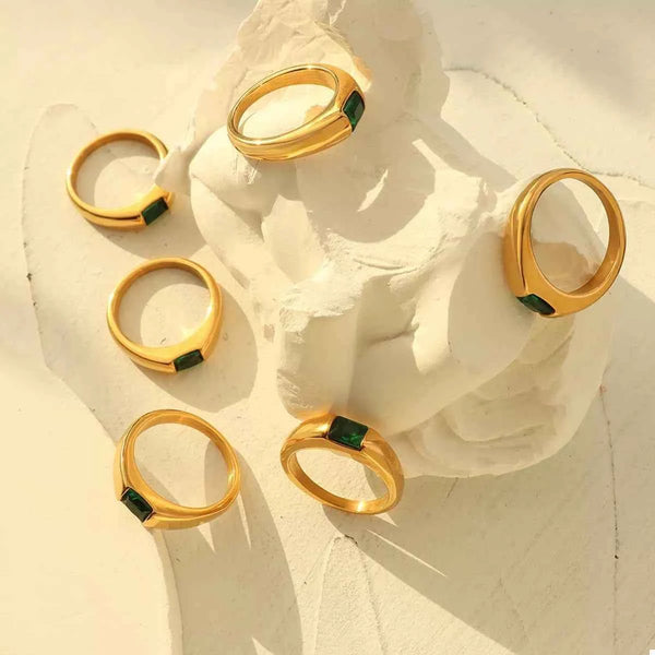 Zircon ring in 18K gold-plated titanium steel — additional view 6