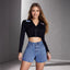Women’s Washed Denim Shorts, side product view