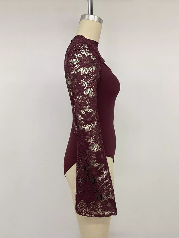 Lace cut-out flare sleeve bodysuit — additional view 9