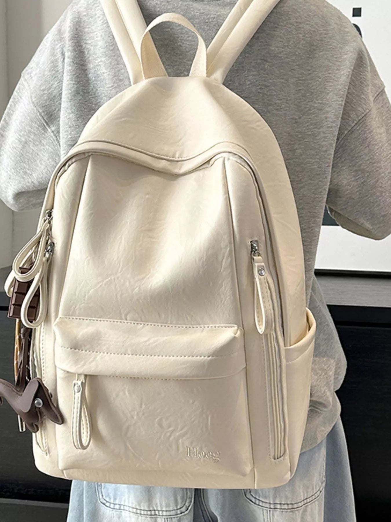 Medium PU Leather Texture Backpack — product image 8