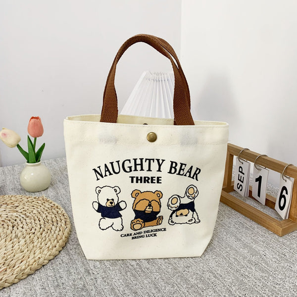 Canvas storage bag zipper closure detail