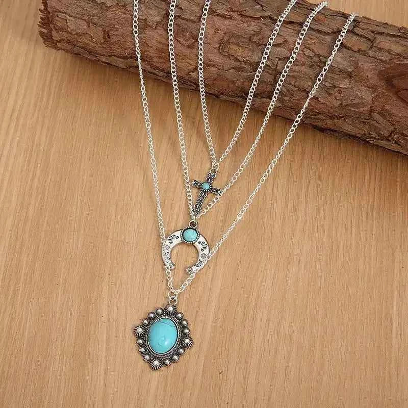 Artificial turquoise three-layered necklace — additional view 3