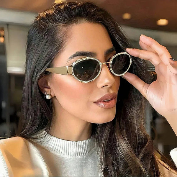 Rhinestone oval sunglasses — primary view