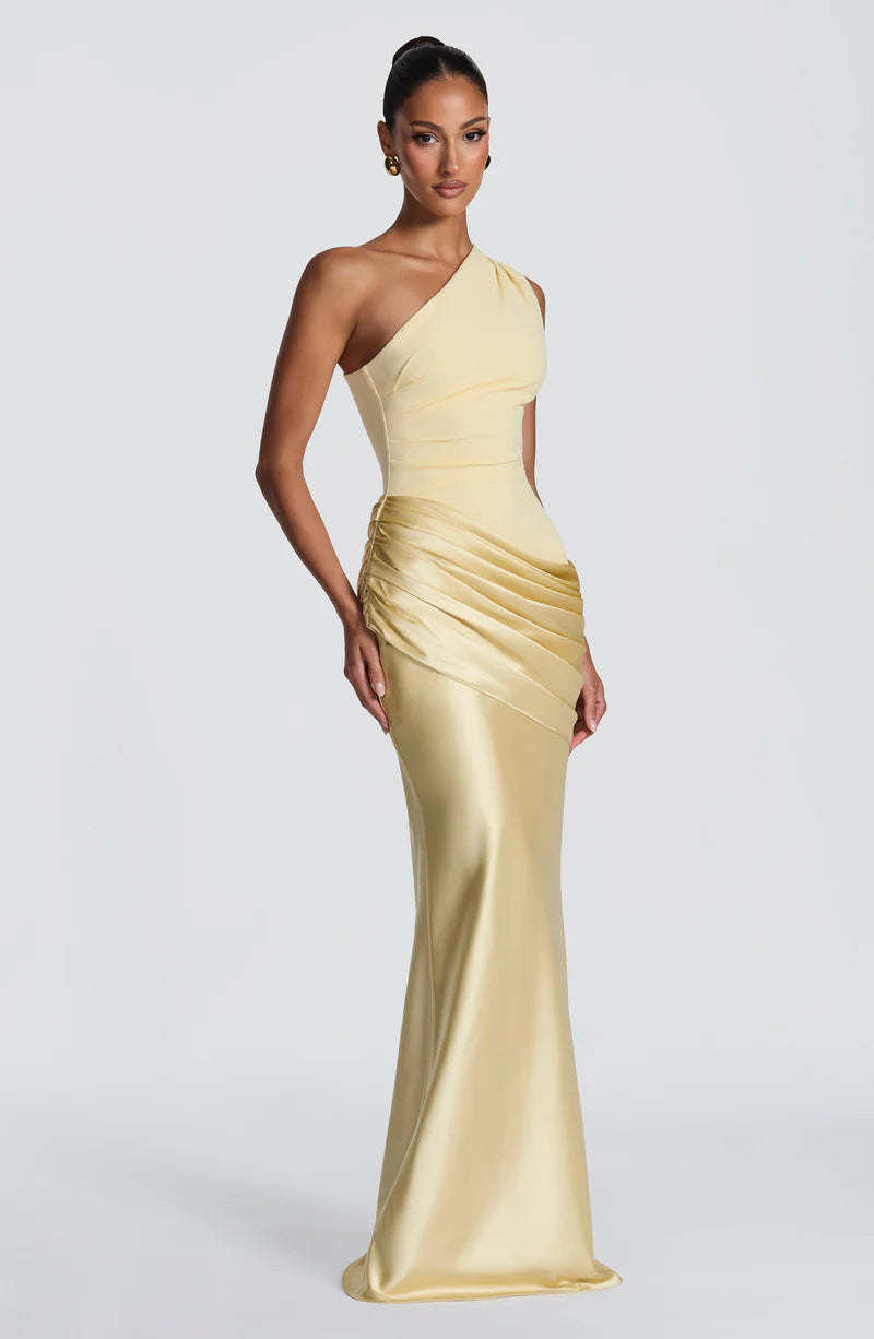 One-Shoulder Satin Mermaid Dress