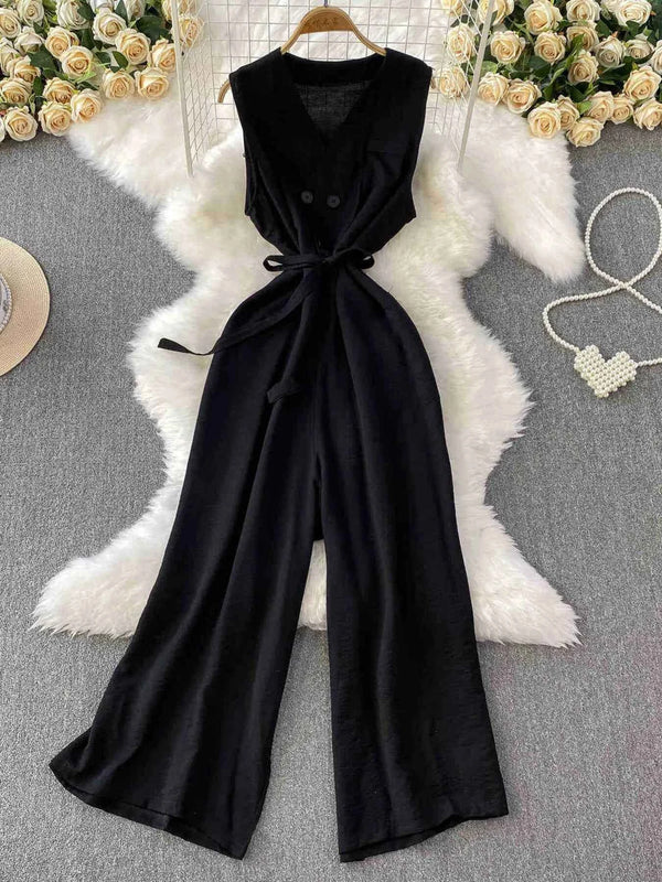 Sleeveless wide leg jumpsuit — additional view 4