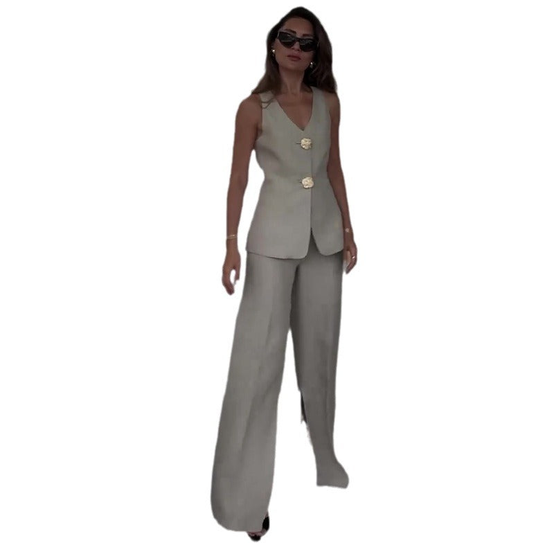 Women’s Sleeveless Vest Pants Set, product view 7
