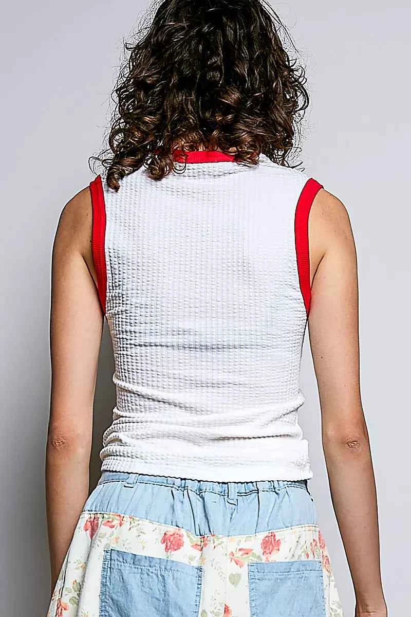 V-neck sleeveless ribbed tank top — additional view 3