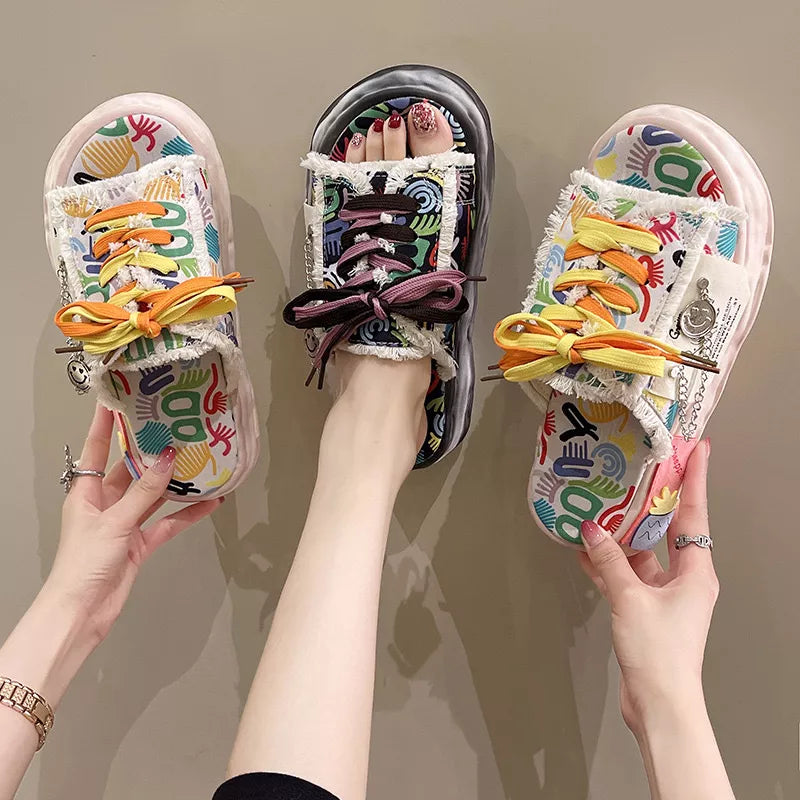 Open toe lace up sandals — primary view