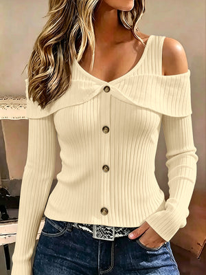 Ribbed off-shoulder top – long sleeve for women, image 11