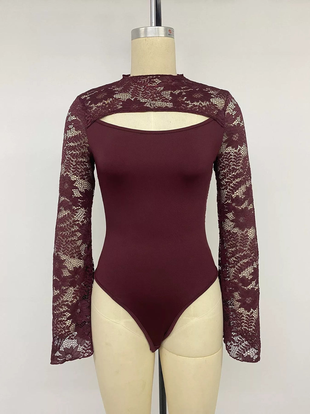 Lace cut-out flare sleeve bodysuit — additional view 8