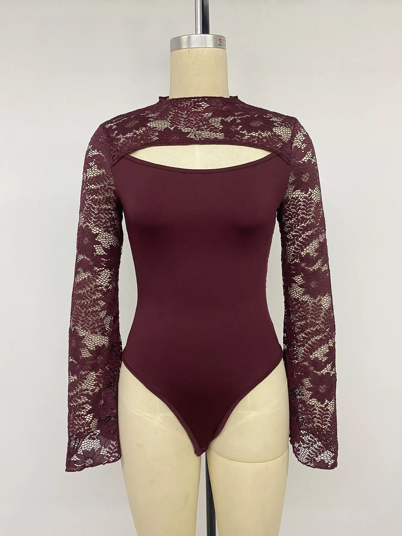 Lace cut-out flare sleeve bodysuit — additional view 8