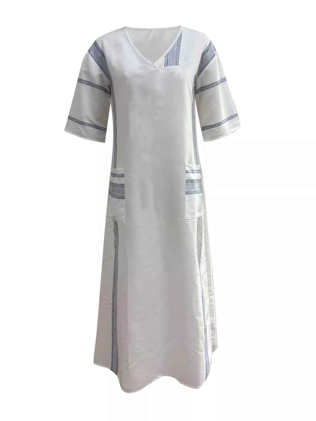 Striped V-neck maxi dress with pockets — additional view 6