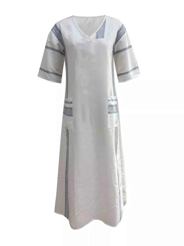 Striped V-neck maxi dress with pockets — additional view 6