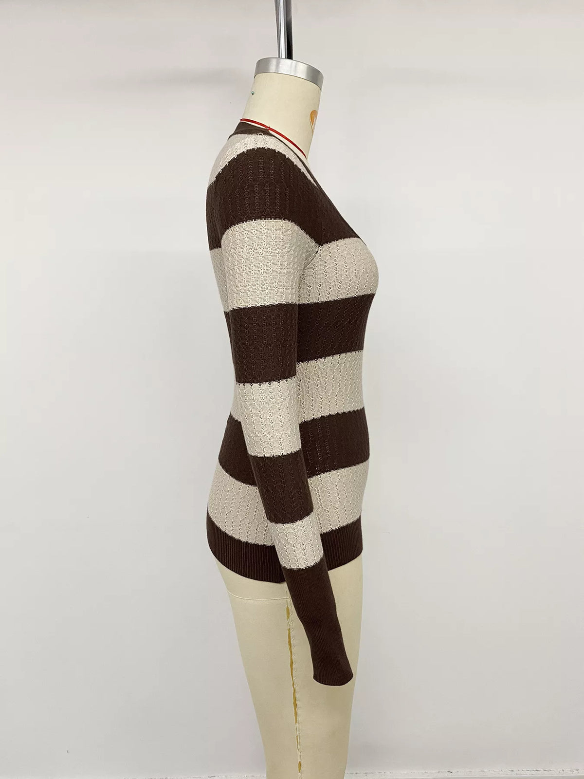 Striped V-Neck Knit Top, product view 8