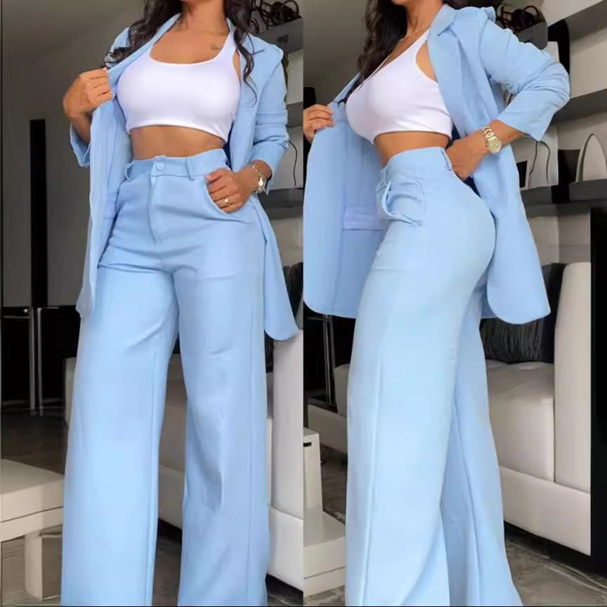 Split-sleeve lapel blazer and trouser suit set — additional view 4