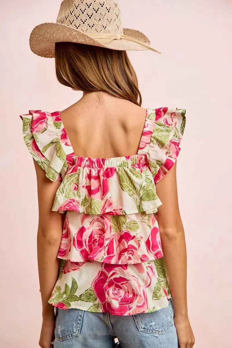 Floral print square neck top — additional view 8