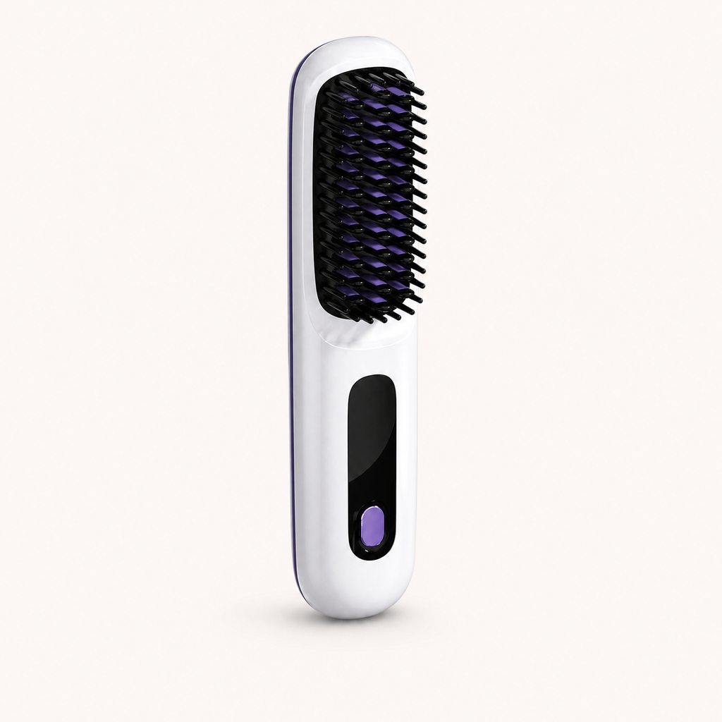 2-in-1 Wireless Hair Straightener Comb - Cordless & Rechargeable, angled product view