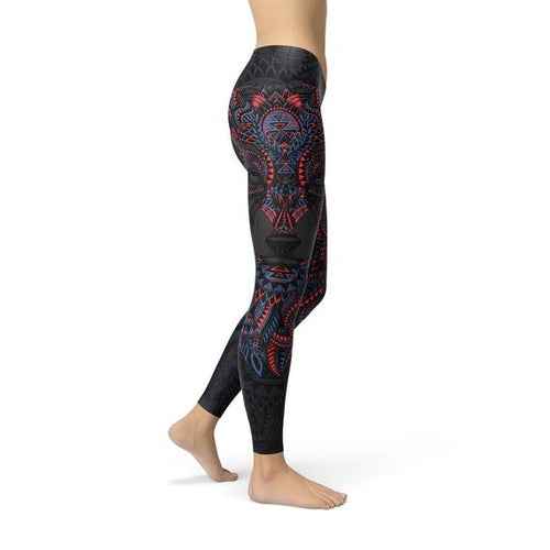 Women Oriental Black Wolf Leggings Image secondaire du produit