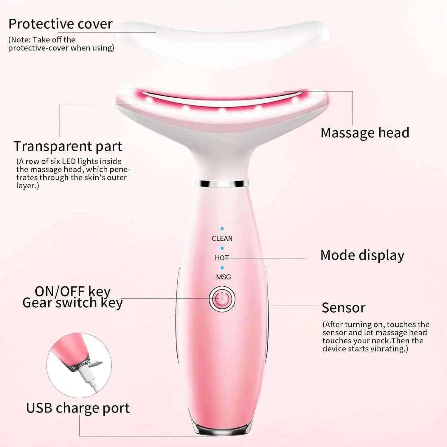 Face and neck massager with warmth — additional view 5