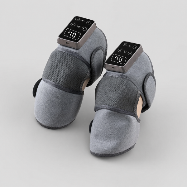 Heated Knee Wrap with Vibration Massage shown in a clear product image