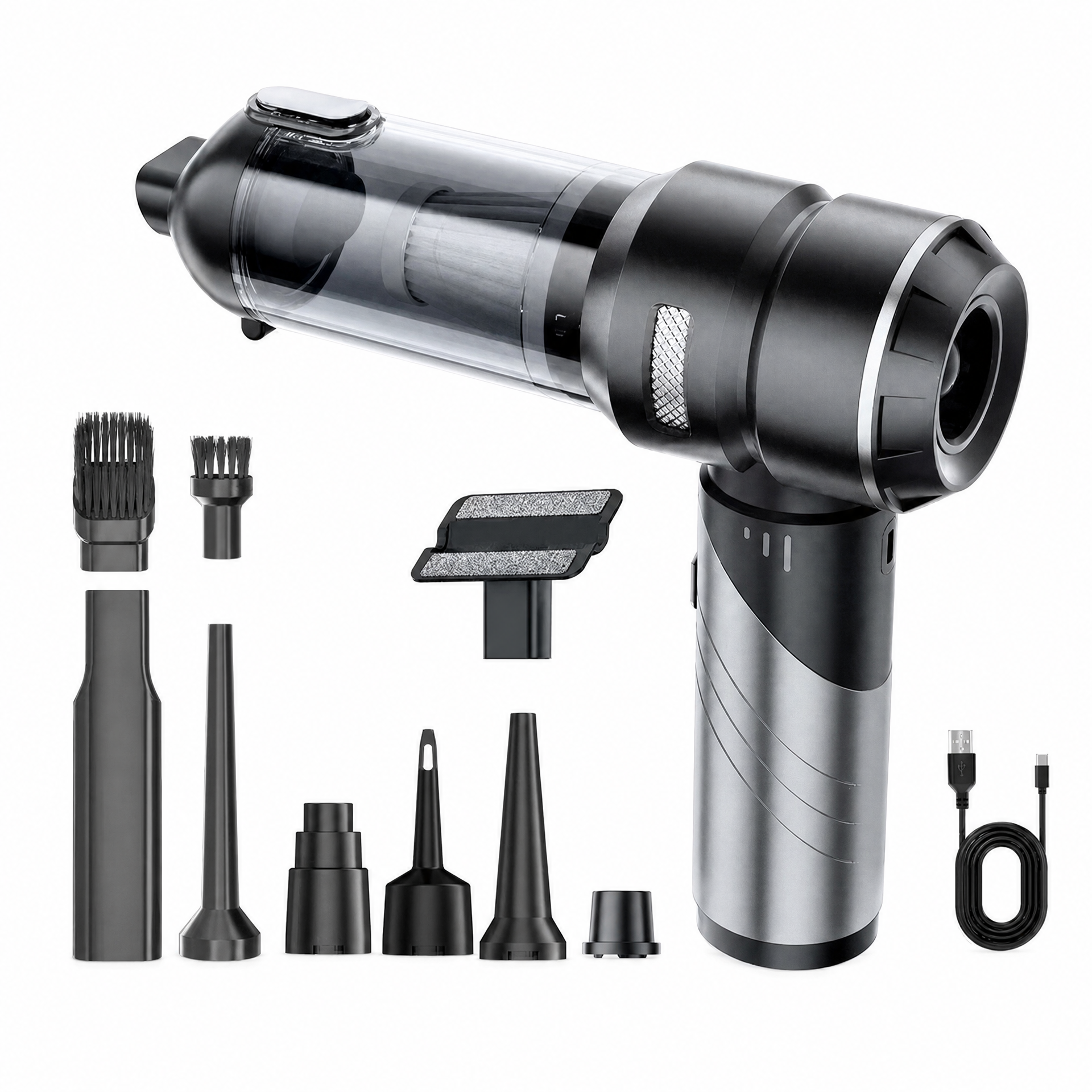 2-in-1 Cordless Vacuum & Air Inflator for Effortless Cleaning and Inflating, angled product view