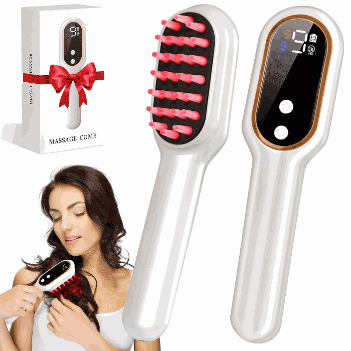 Vibrating scalp massage comb with light — primary view