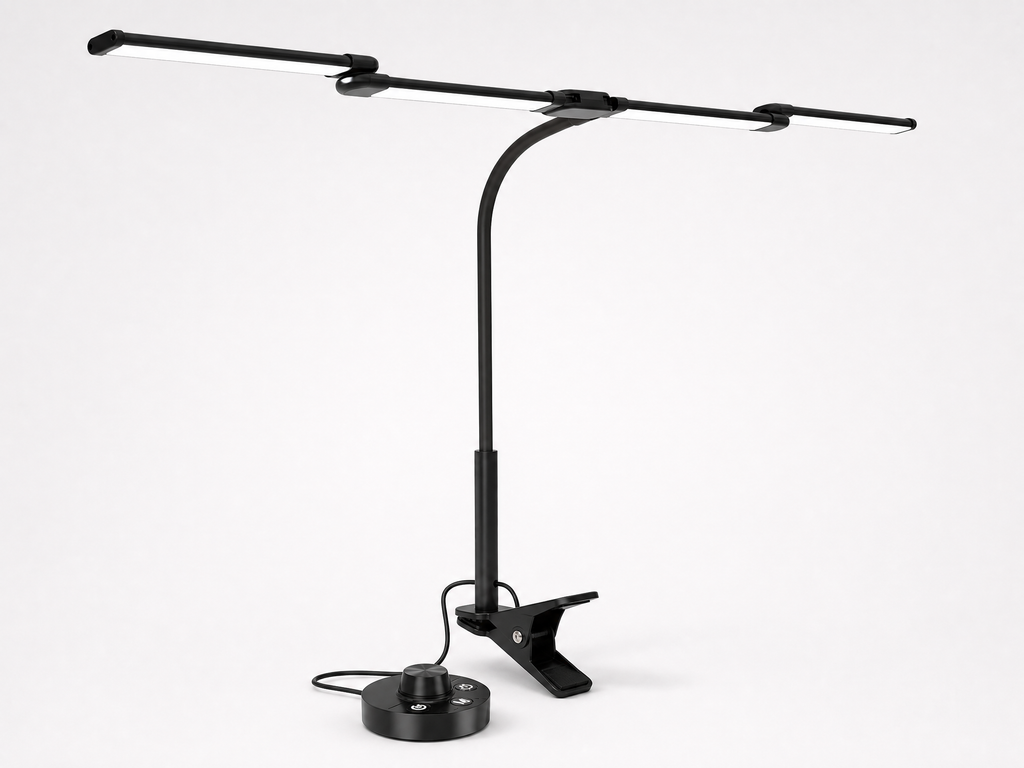 Adjustable LED Desk Lamp with Clip, shown in a clear product image