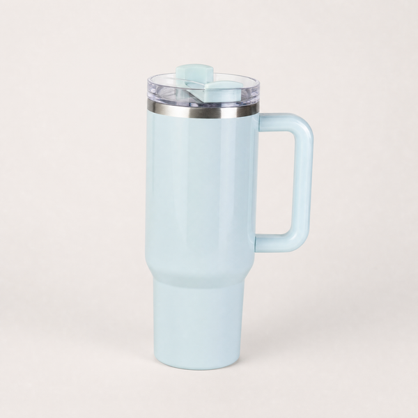 64oz Insulated Stainless Steel Tumbler with Handle & Straw, front product view