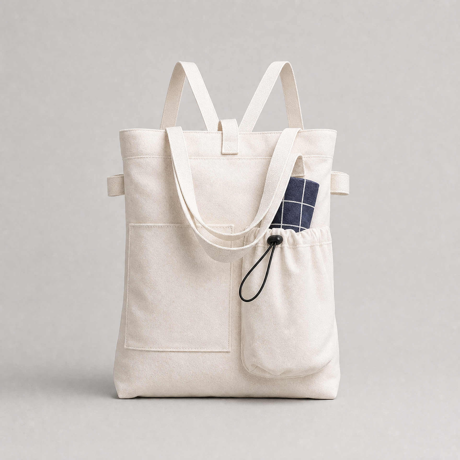 Canvas Backpack Tote Bag for Women – Preppy Student Shoulder Bag, shown in a clear product image
