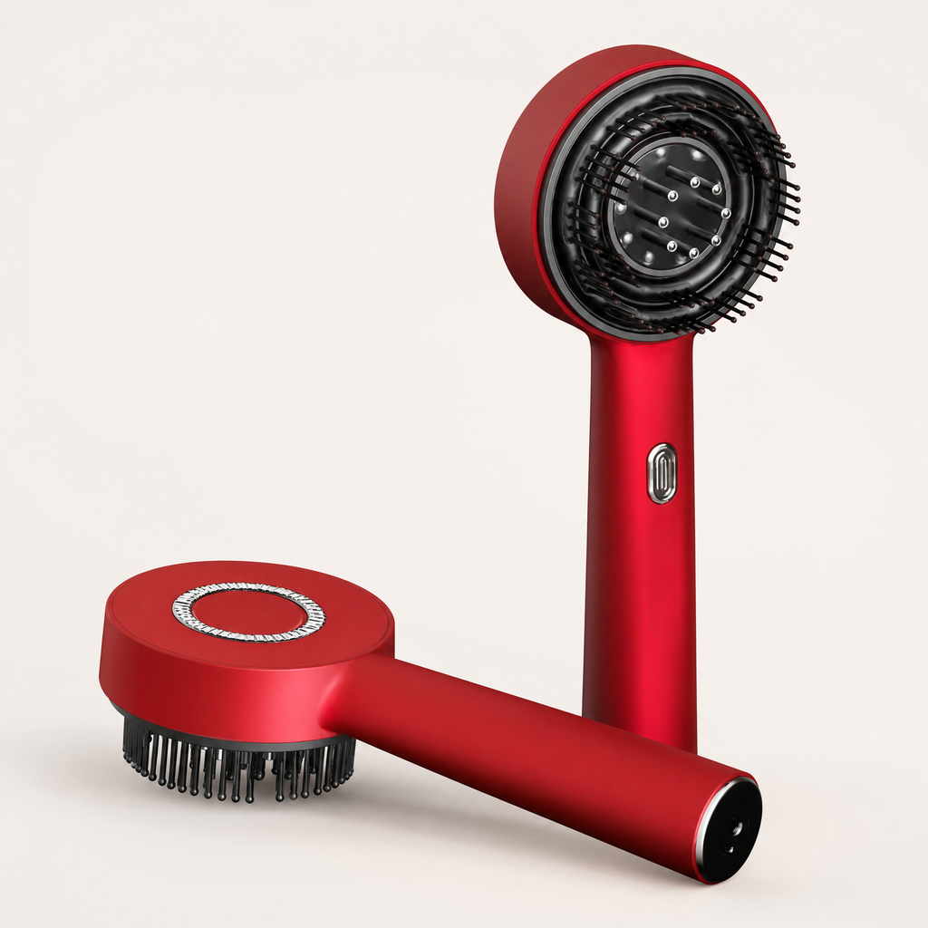 Scalp Massage Comb with Light shown in a clear product image