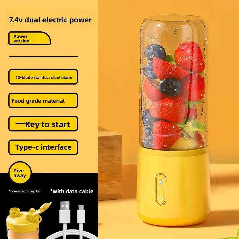 One-Touch Smoothie Maker-Food Dividers-Splashis-Color:Yellow-Model:ZJ189 3.7V Basic 12-blade-Splashis