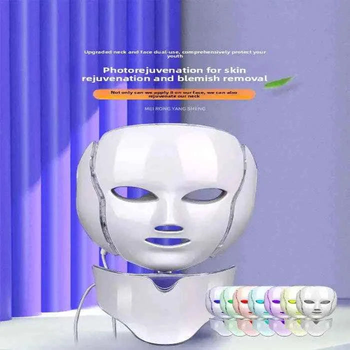Multi-color LED face and neck light mask — primary view
