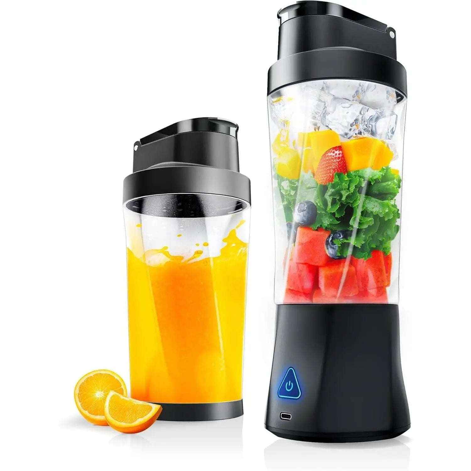 Portable Electric Blender Cup 600ml for Smoothies and Drinks-Blenders & Food Processors-Splashis-Color:Black Transparent Body-Splashis