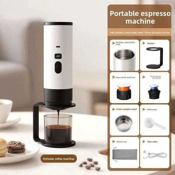 Portable Espresso Maker - Compact and Travel-Friendly Espresso Machine-Kitchen Appliances-Splashis-Color:Ver2 51Portafilter Elegant White-Splashis