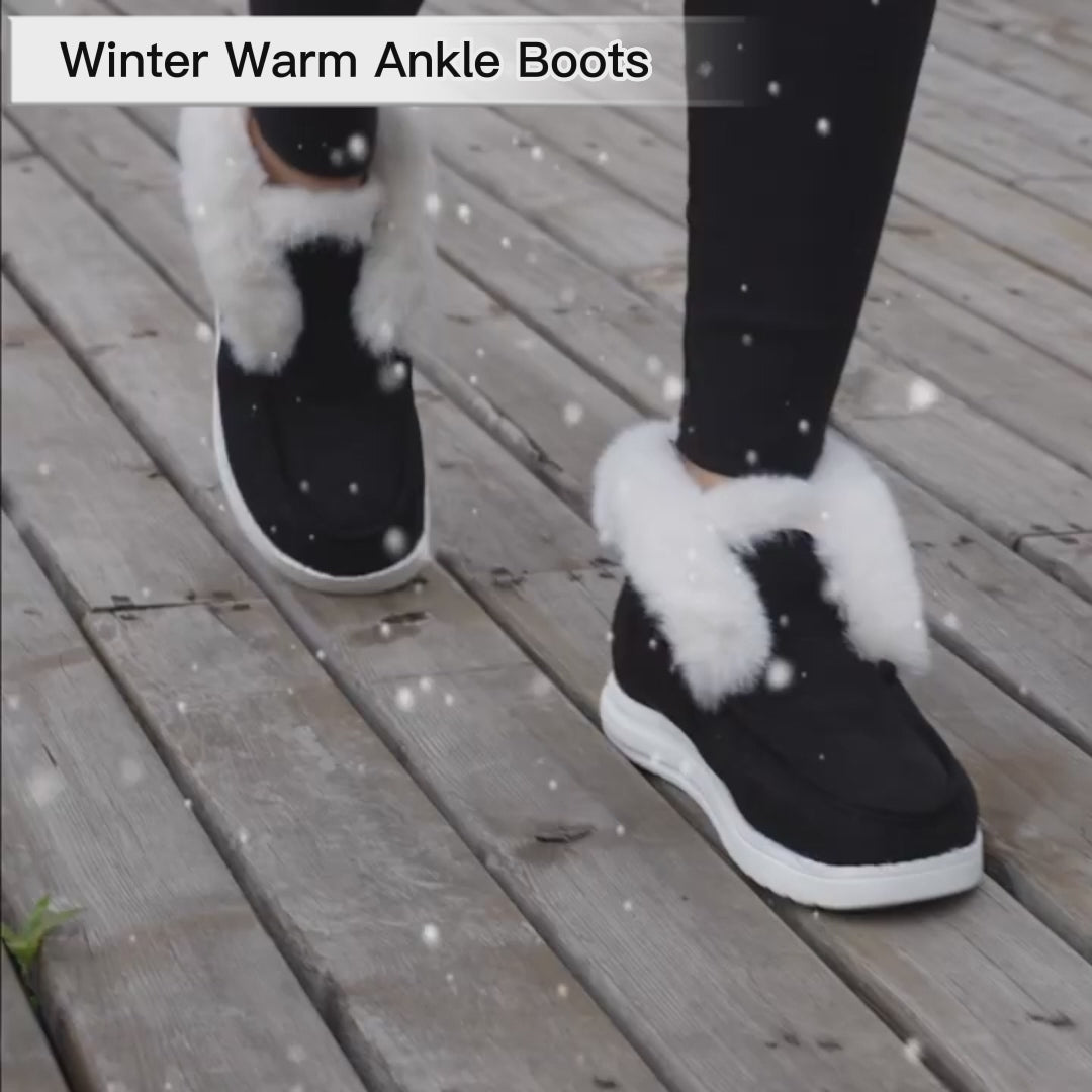 Women's Plush-Lined Slip-On Ankle Snow Boots