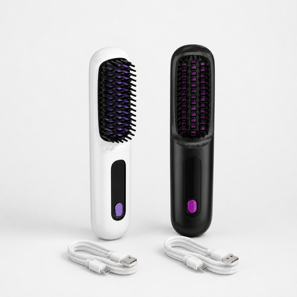 2-in-1 Wireless Hair Straightener Comb - Cordless & Rechargeable, shown in a clear product image