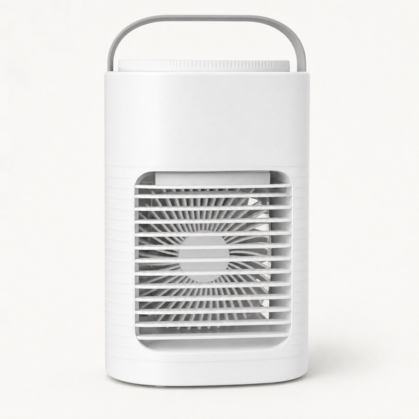 USB Desktop Cooling Fan with Mist Function and RGB Light, shown in a clear product image