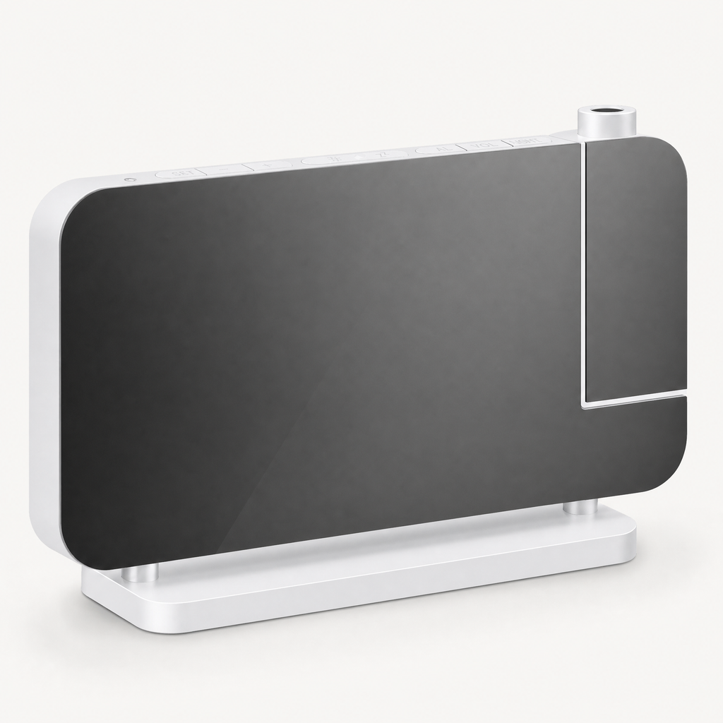 RGB LED Projection Alarm Clock with Ambient Lighting, shown in a clear product image