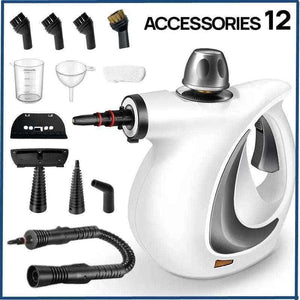 White turbo steam cleaner 900W with 12-in-1 chemical-free cleaning