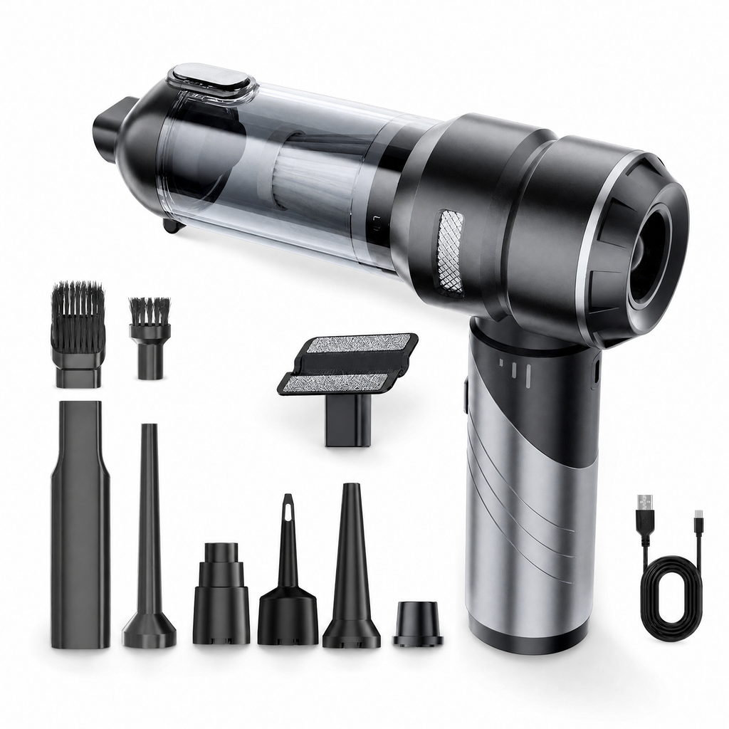 2-in-1 Cordless Vacuum & Air Inflator for Effortless Cleaning and Inflating, side product view