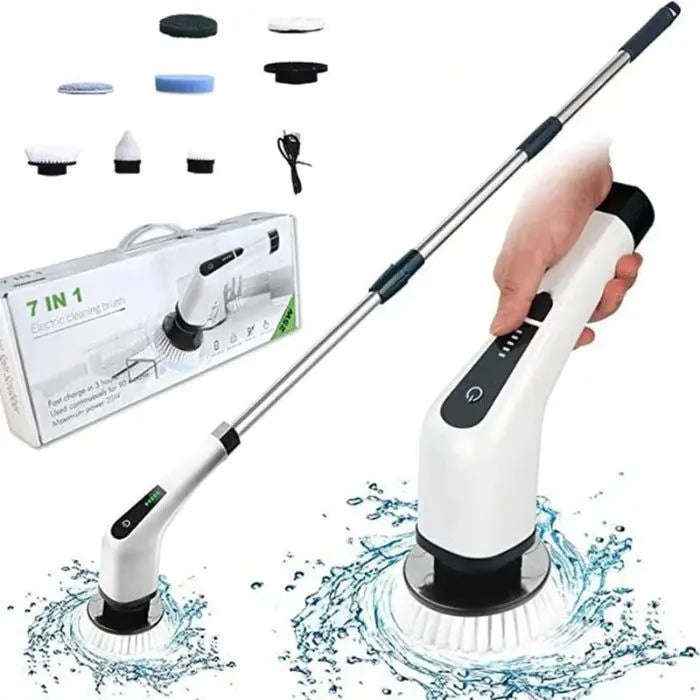 Electric cleaning brush with attachments — primary view