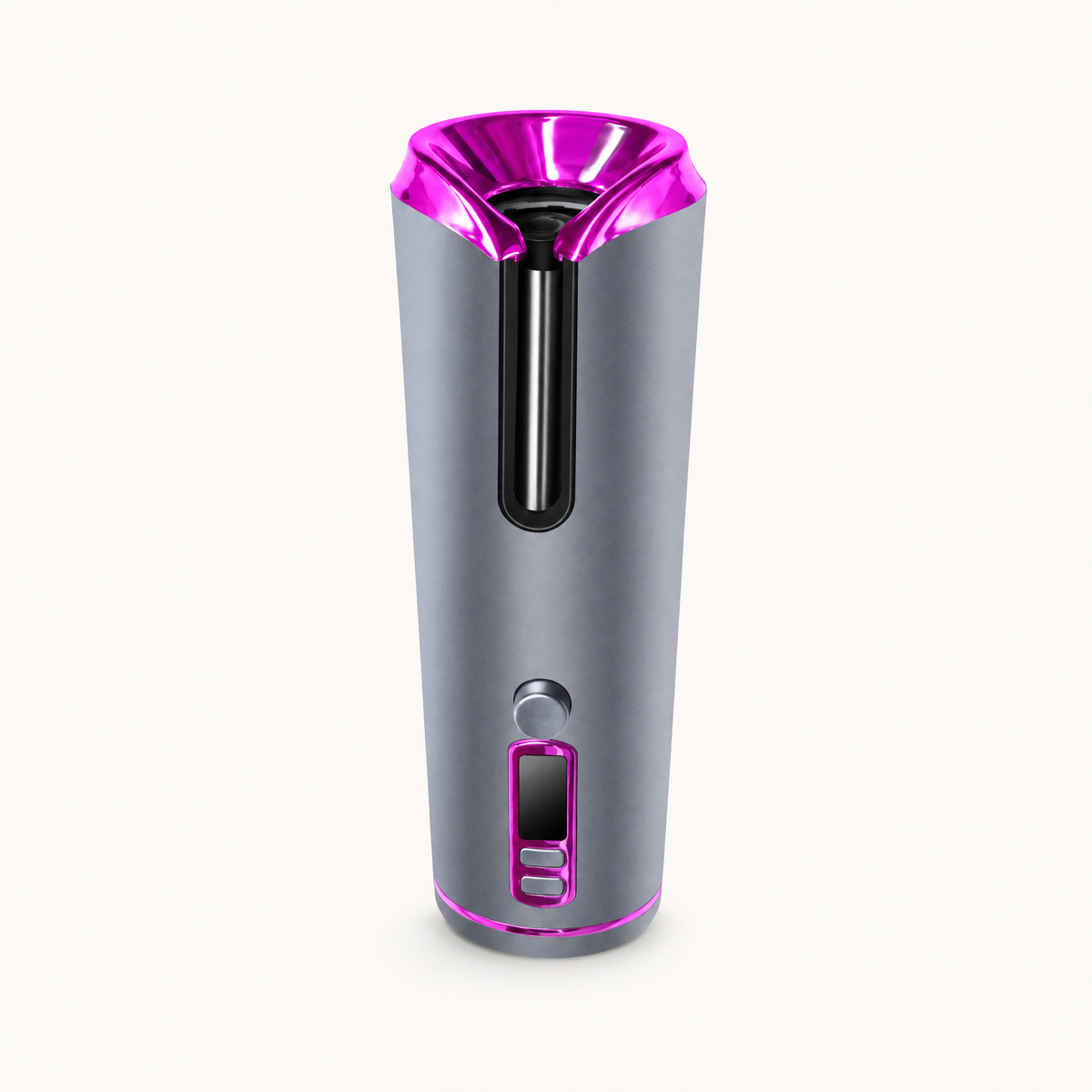 Portable Cordless Automatic Curling Iron with LCD Display, shown in a clear product image
