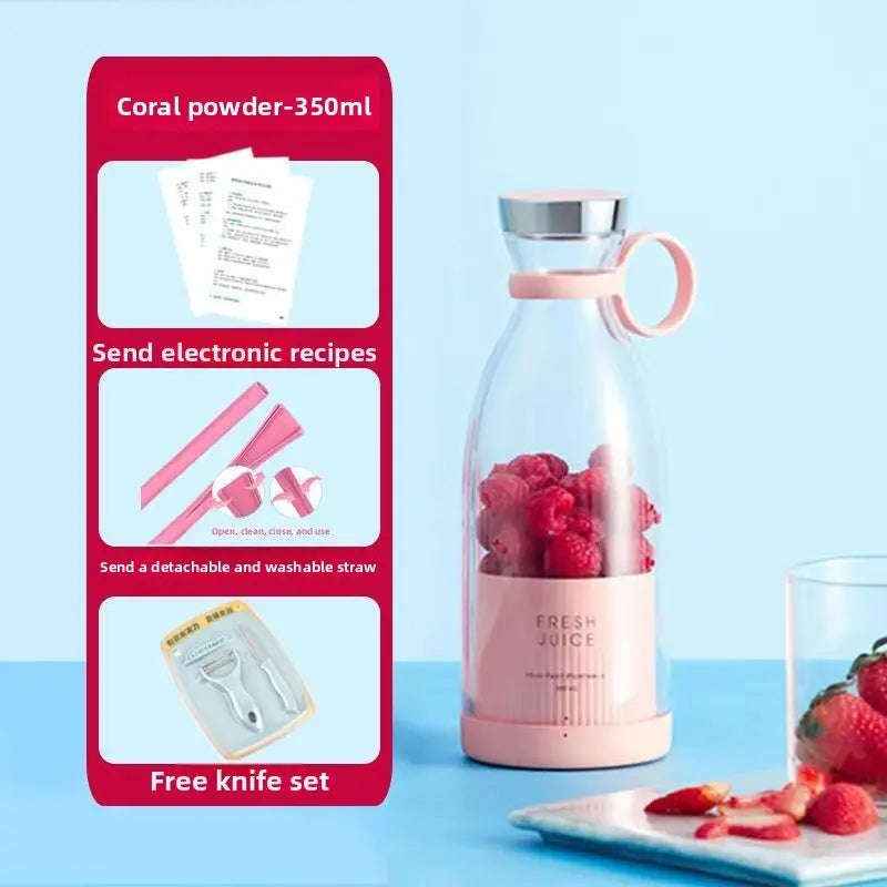 Wireless Blender Juicer Cup 400ml - Effortless Smoothies Anytime, Anywhere-Blenders & Food Processors-Splashis-Color:Coral Pink Knife Set-Splashis
