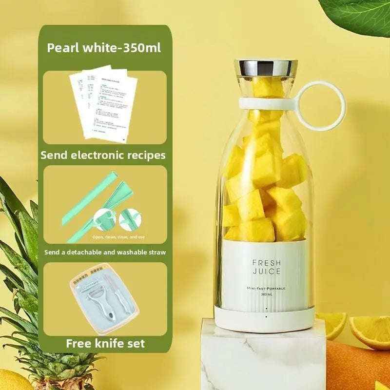 Wireless Blender Juicer Cup 400ml - Effortless Smoothies Anytime, Anywhere-Blenders & Food Processors-Splashis-Color:Pearl White Straw Knife Set-Splashis
