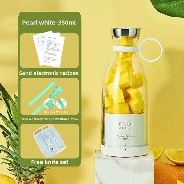 Wireless Blender Juicer Cup 400ml - Effortless Smoothies Anytime, Anywhere-Blenders & Food Processors-Splashis-Color:Pearl White Straw Knife Set-Splashis
