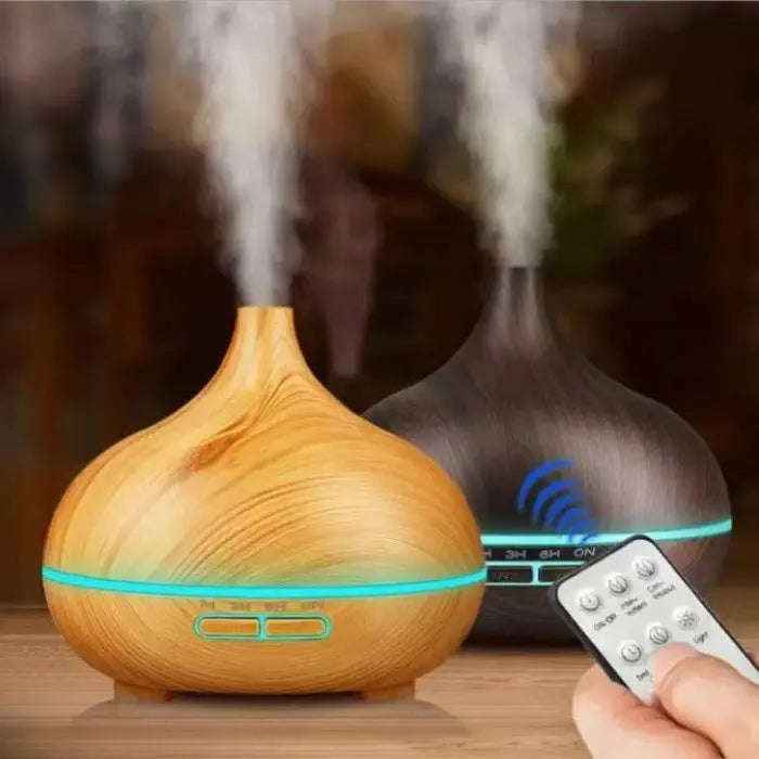 Wood grain essential oil aromatherapy diffuser — primary view